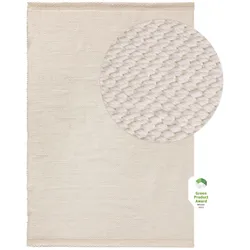 benuta Pure Kurzflor Teppich aus recyceltem Material Kiah Cream 120x170 cm - Moderner Kurzflor-Teppich für Wohnzimmer