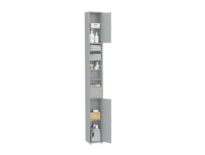 SoBuy Badezimmerschrank Hochschrank Schmal Grau 20x20x180cm Kleine Bäder