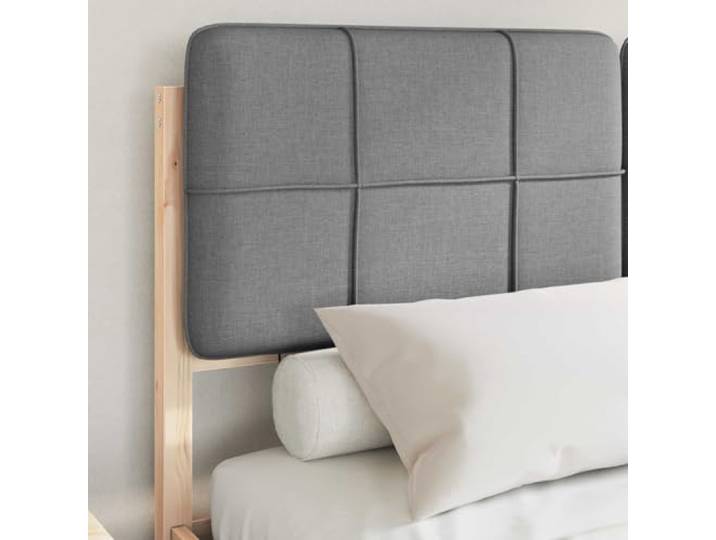 KTHLBRH Holzbett Hellgrau 150 x 200 cm Gepolstertes Kopfteil mit rechteckigem Rahmen, minimalistischer Stil, für Doppelbett