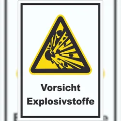 HB-Druck Vorsicht Explosivstoffe Aufkleber A0 (841x1189mm)