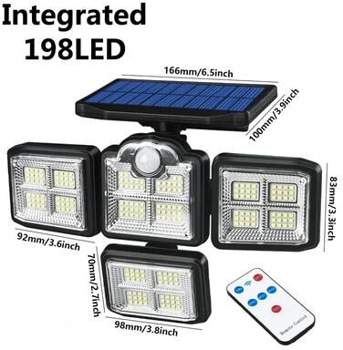 Uplift Treasures Adjustable Solar Motion Sensor Wall Light IP65 Waterproof LED Security Lamp 198led fit