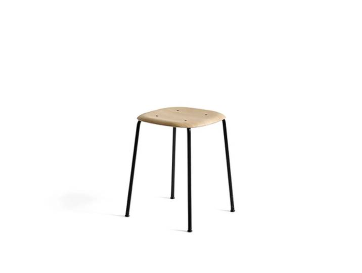 HAY Soft Edge 70 Hocker Oak-schwarzes Stahlgestell