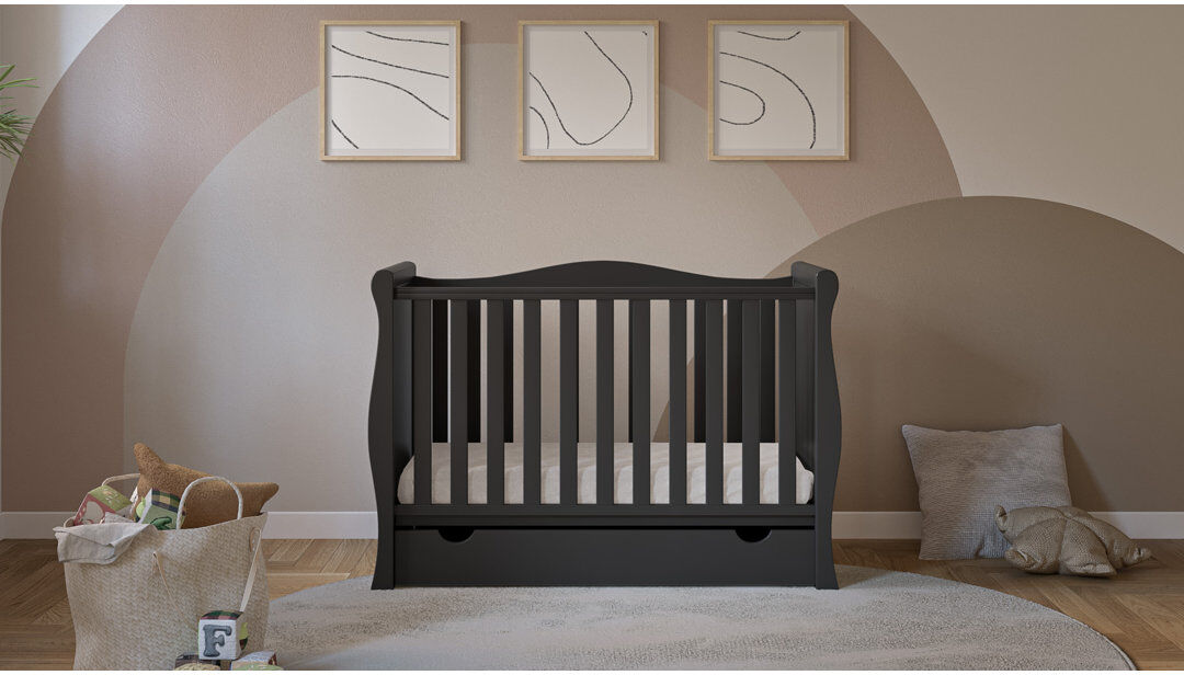 VICULII Willow Mini Cot Bed with Mattress 120x60x10cm Black Standard