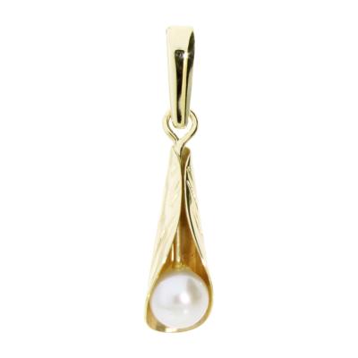 Kettenanhänger OSTSEE-SCHMUCK "Ostsee-Schmuck Anhänger Kelch Anhänger Kelch", gelb, Schmuckanhänger, Damen, 30 x 6mm, Gelbgold 333, 1 g, Kettenanhänger