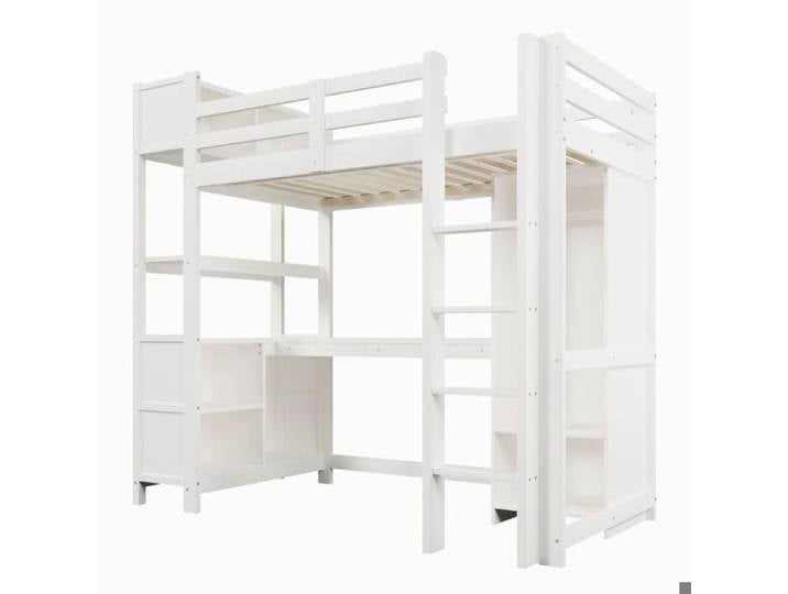 Lit mezzanine 90x200 avec bureau 232x100x189cm rangements intégrés barrières sécurité multifonction idéal petit LIT MEZZANINE
