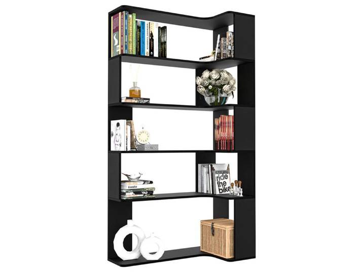Bibliothèque - VIVOLILV - Moderne - 98x48x169cm - Meuble de rangement à 5 niveaux - Noir