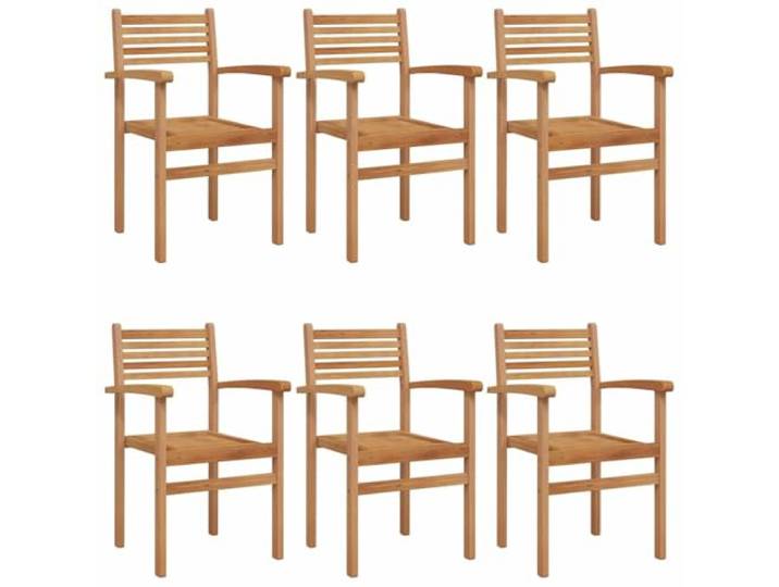 FDSAQOPT Stuhl 6 STK. Braun Massivholz Teak Geschnitzte Armlehnen, rechteckige Form, wetterfest, Terrassen, Gärten, rustikales Design