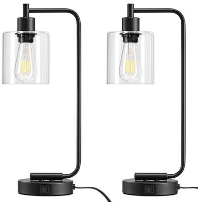 Value Selection Curved Arch Touch Control Table Lamps With USB Ports Set Of 2 b