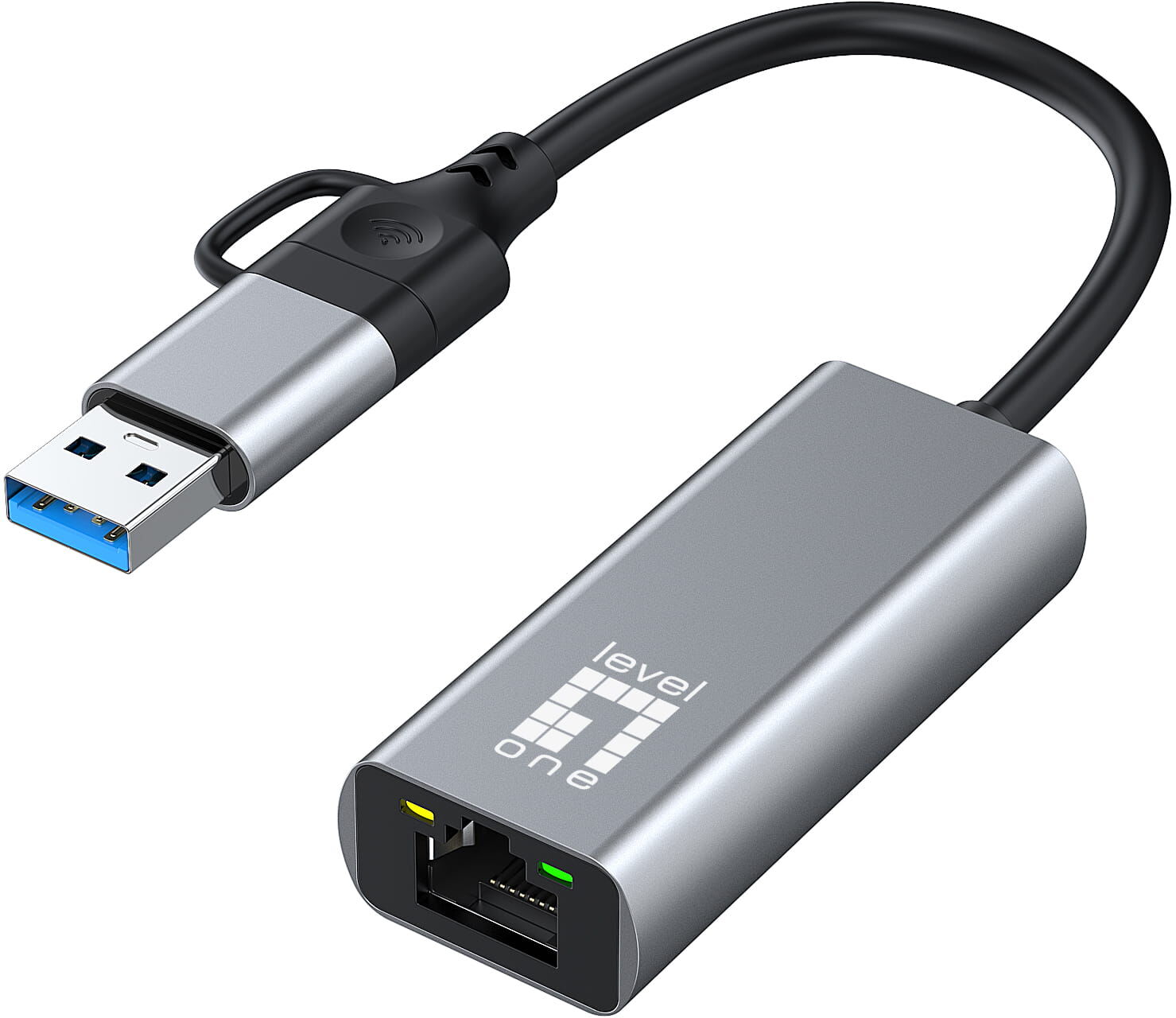 LevelOne 2,5-Gigabit-Ethernet 2-in-1 Netzwerkadapter, USB-C/A