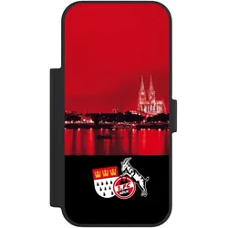 Nivocase Klapphülle für Apple iPhone 18 Pro Handyhülle aus Kunst Leder NIVOflip schwarz 1. FC Köln (Apple iPhone 18 Pro), Smartphone Hülle, Schwarz