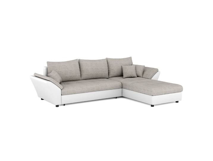 Ecksofa mit Schlaffunktion CAESAR links/rechts weiss/beige