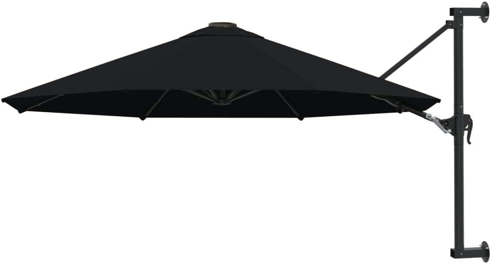 Tidyard wandmontierter Sonnenschirm mit Metallmast, 300cm, Schwarz