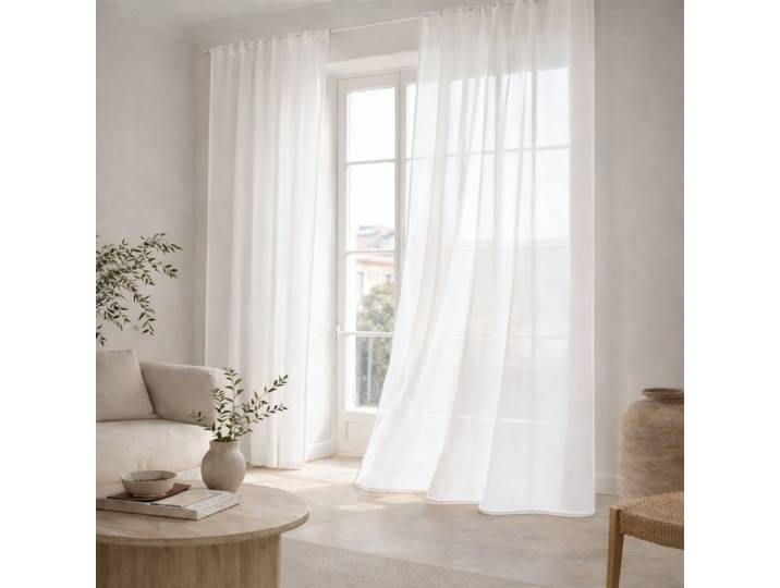 Voilage à passants (x2) voile de coton bio 140x290 blanc