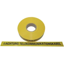 FLUID 20039 Trassenwarnband aus PE Gelb mit Aufdruck ACHTUNG TELEKOMMUNIKATIONSKABEL Länge 250m