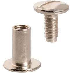 100 Buchschrauben, vernickelt Hülse glatt, Schraube geschlitzt | 11 mm, Metall, silber
