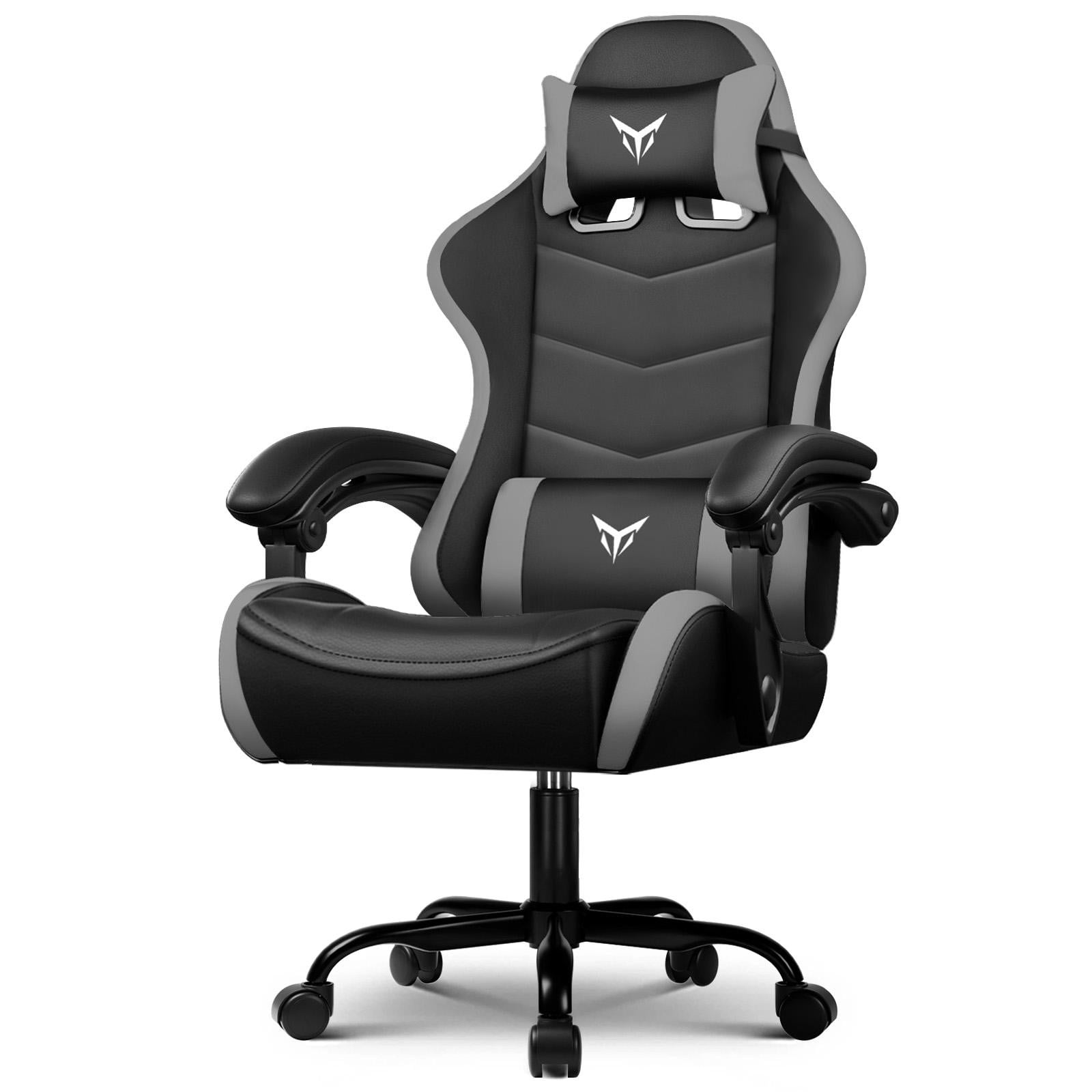 GTPLAYER Ergonomische Gaming Stoel met verstelbare hoofdsteun en lendensteun, Grijs