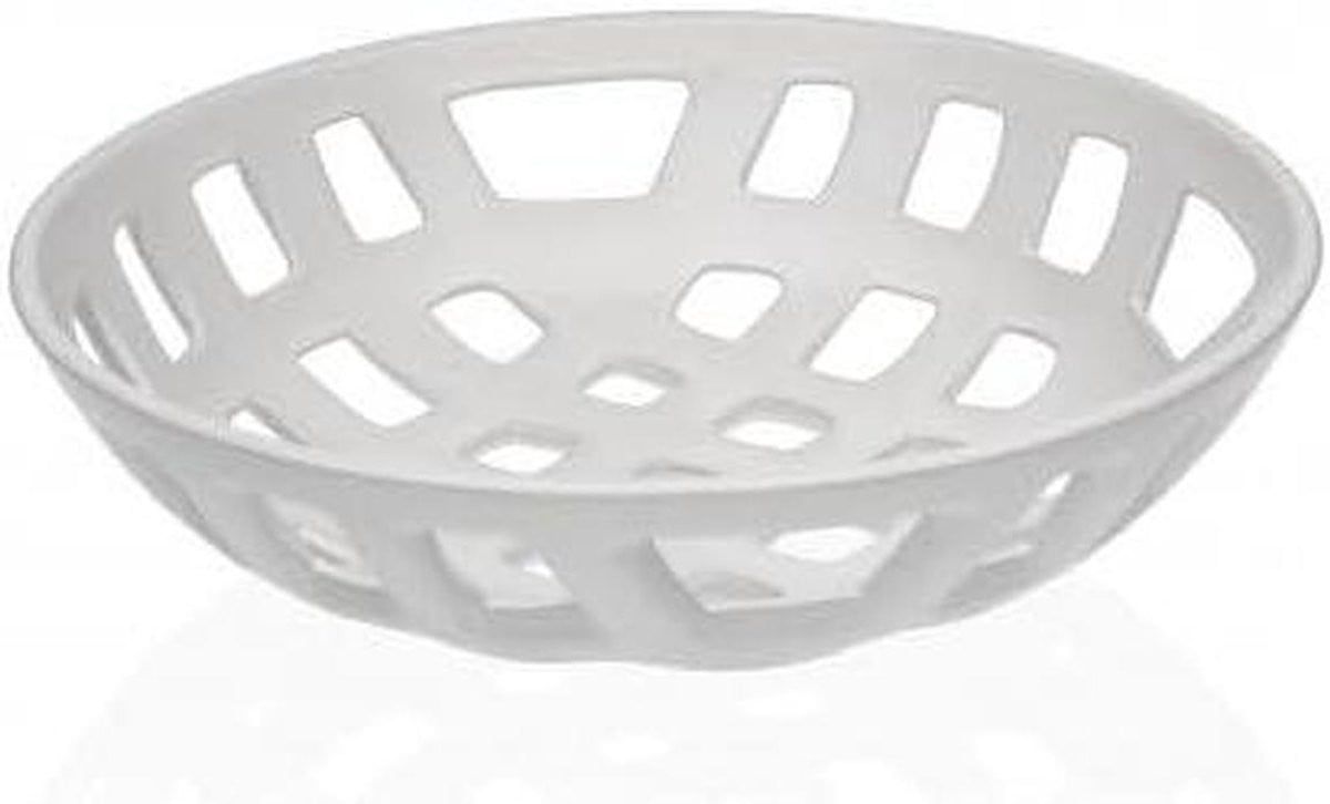 Witte keramische fruitschaal van porselein met een diameter van 28 cm
