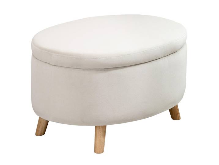 Homcom Sitzbank mit Stauraum, Oval Polsterbank mit Deckel, Bettbank mit Samtoptik Beige, Blau, Kunststoff, 51.5x42x71 cm, Wohnzimmer, Sessel, Hocker & Hockerbänke, Sitzhocker