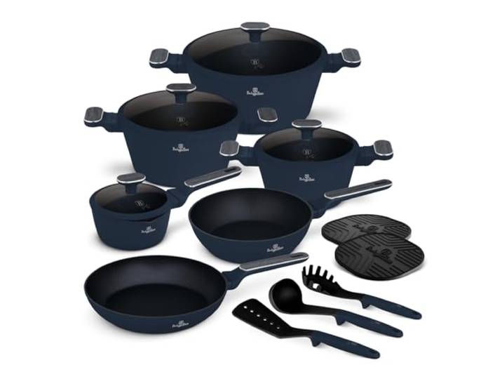 Berlinger Haus 15-teiliges Titan-beschichtetes Kochgeschirr Set - Deep Sea Kollektion, antihaftbeschichtet, langlebig, elegantes Design für effizientes Kochen und einfache Reinigung