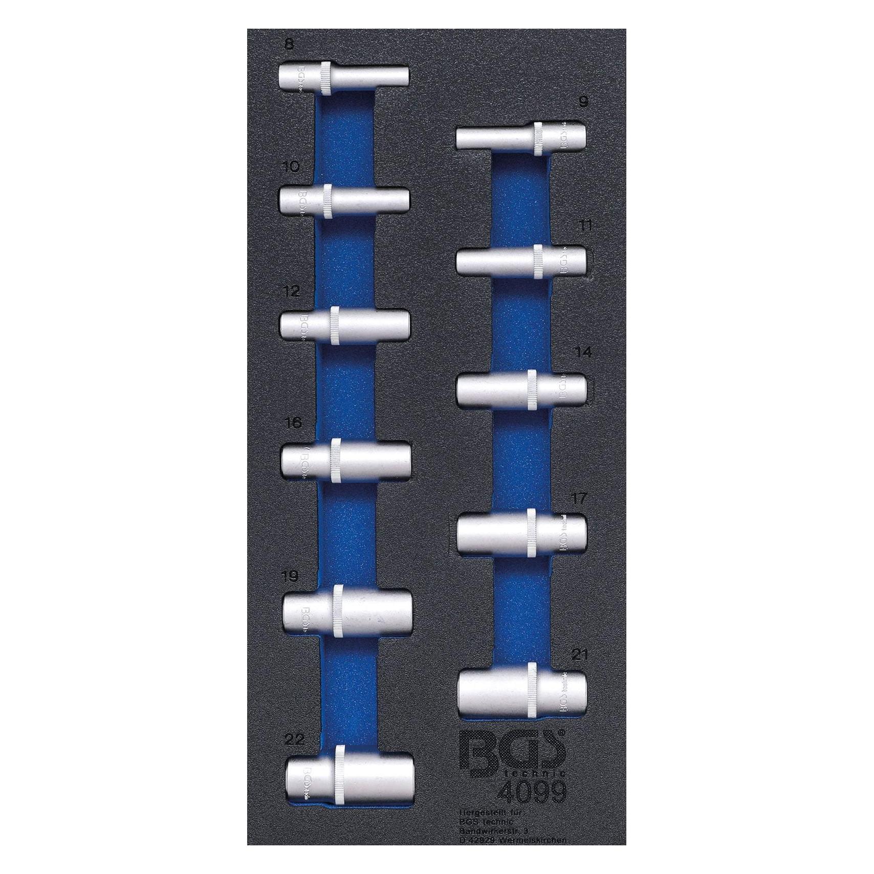 BGS Einlage 1/3: Steckschlüssel-Einsätze Sechskant 10 mm (3/8") in Zollgrössen tief 11-tlg. (4099)