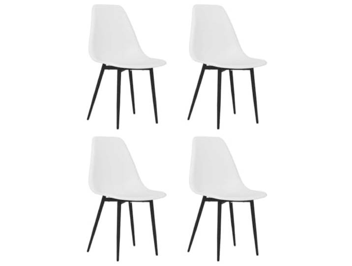 NKOPPFG Esszimmerstühle 4 STK. Weiß PP Küchenstühle, Metallbeine, ergonomische Rückenlehne, Polypropylen, 110 kg pro Sitzplatz