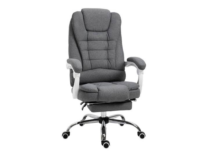 furnicato Bürostuhl mit Fußstütze 65x70x110-118 cm Grau-Weiß (1 St), Höhenverstellbarer Schreibtischstuhl mit ausziehbarer Fußstütze