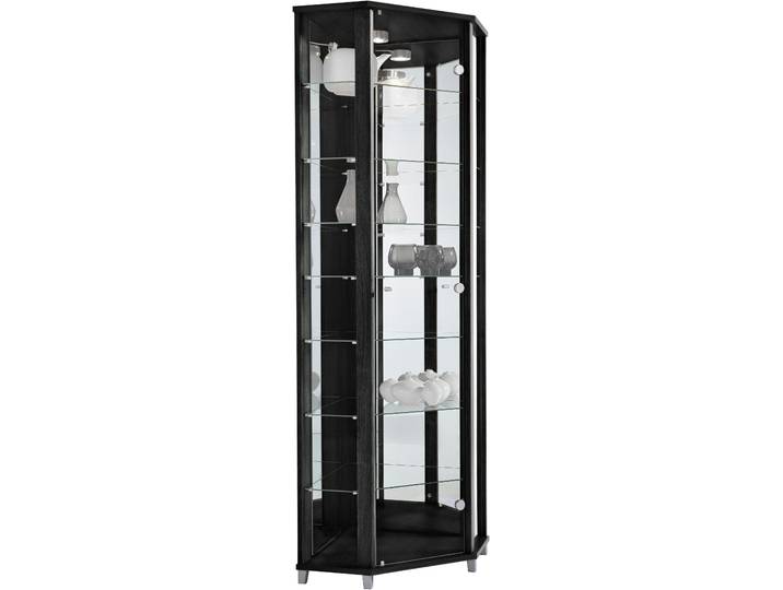 Eckvitrine FIF MÖBEL TRIO Höhe ca. 172 cm, ink. Beleuchtung , schwarz, Holzwerkstoff, Sicherheitsglas ESG, Schränke, Eckvitrine, Eckvitrine/Glasvitrine 1x Glastür, perfekt für Sammler, Sammlervitrine