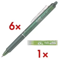 Pilot 6x Tintenroller »FriXion Clicker 0.7« inkl. 3er-Pack Tintenrollerminen »Frixion« grün
