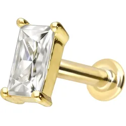 14 Karat Gold Labret mit Innengewinde MOISSANIT-RECHTECK