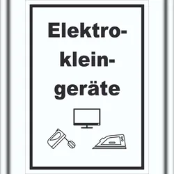 HB-Druck Elektrokleingeräte Mülltrennung Schild Text Symbol Haushaltsgerät hochkant A3 Rückseite selbstklebend