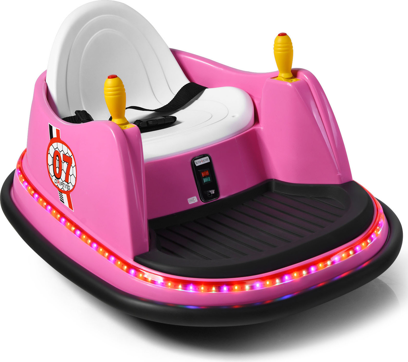 Costway 6V kinderauto met afstandsbediening, muziek en lichtjes, 360-graden draaibaar, roze