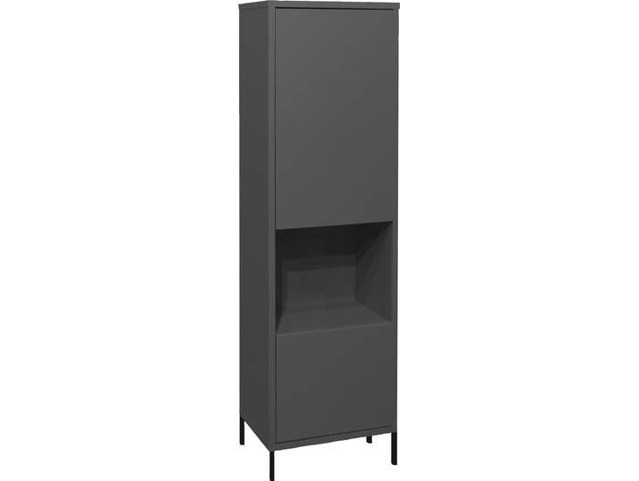 Vitrine MÄUSBACHER Bonnie , grau (anthrazit matt lack), B:41cm H:145cm T:32cm, Schränke, Vitrine, Vitrine mit Quadratgestell