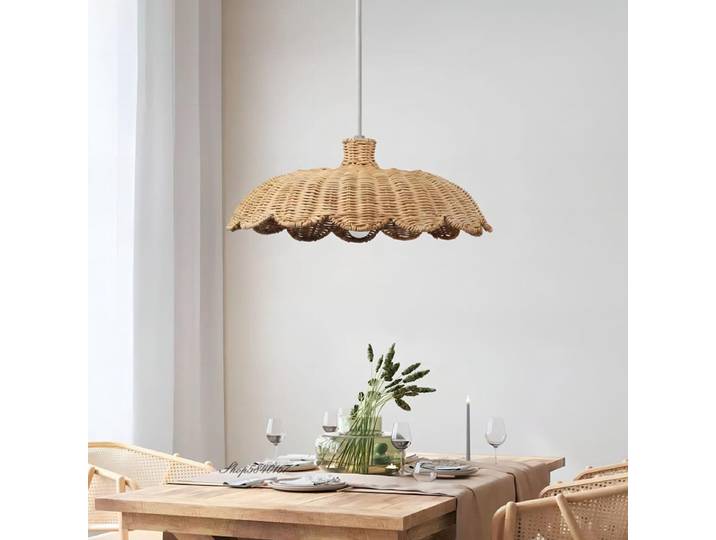 Lampe Suspendue Tissée à la Main en Rotin Naturel, Éclairage Chinois, Idéal pour un Restaurant, un Café, Décoration de la Maison