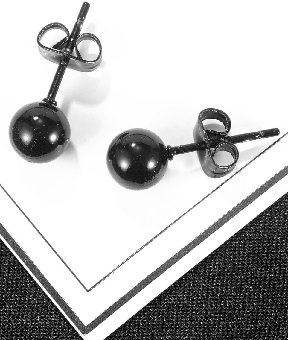 Paar Ohrstecker FIRETTI "Schmuck Geschenk Ohrschmuck Dot", schwarz, Ohrringe, Damen, 6mm, Edelstahl, Paar Ohrstecker schwarz 6mm, Edelstahl