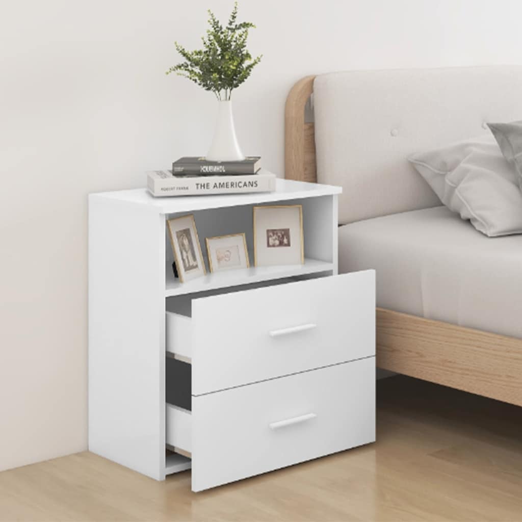 vidaXL Table de chevet Blanc 50x32x60 cm