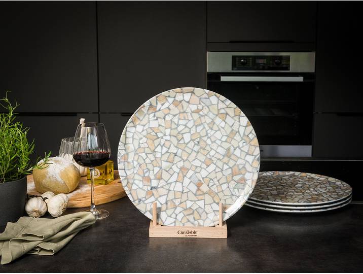 Assiette à pizza 33 x 2 x 33cm Beige/Beige