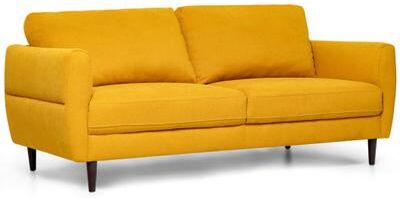 Costway 72 Inch Small Fabric Loveseat Sofa Couch with Wood Legs-Yellow