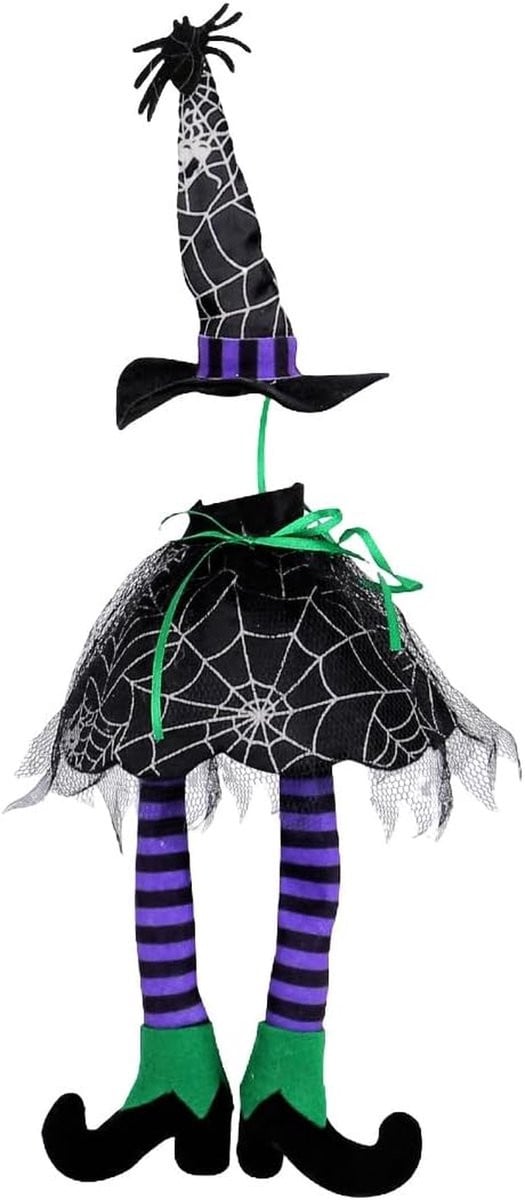 Merkloze Halloween Wijnfles Hoes met Heksen Decoratie in Zwart, Paars en Geel