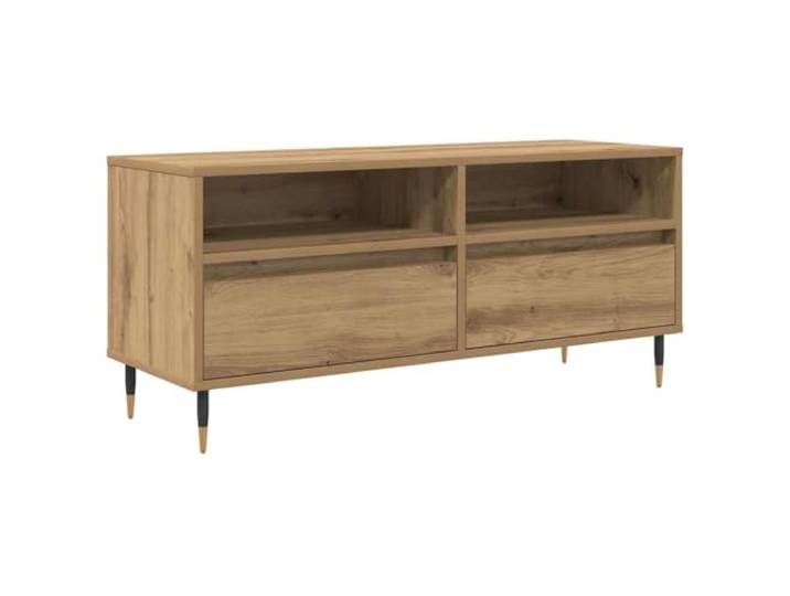 Roanoer TV-Schrank Artisan-Eiche 100x34,5x44,5 cm Lowboard mit Schublade Moderne Fernsehkommode fürs Wohnzimmer mit stabilen Metallbeinen, Regal und kugelgelagerter Schublade für Ordnung.