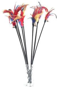Uplift Picks Five Piece Cat Feather Wand Toy Set With Bell For Interactive Kitten Exercise Play k