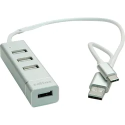 ROLINE 14025037 - USB 2.0 Hub 4 Port, USB-A+C zu 4x USB-A