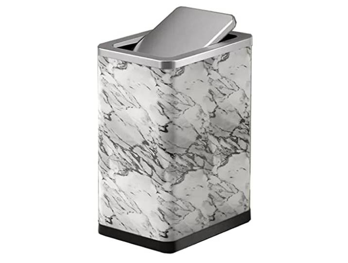 OIFAODAO Mülltonnen， Kleiner quadratischer Edelstahl-Mülleimer mit Klappdeckel Küche(B,15L)