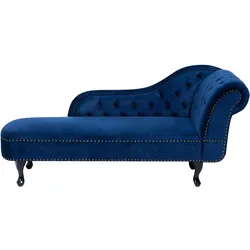 CHAISELONGUE Samtstoff blau rechtsseitig Nimes