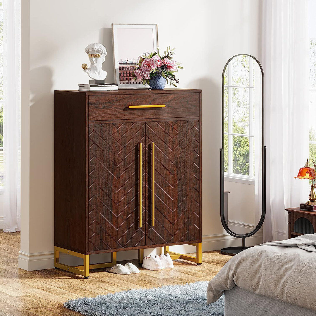 Blue Elephant 20 Pair Shoe Storage Cabinet Dark Brown 20