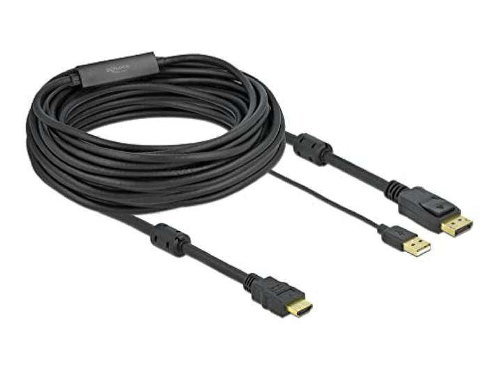 Delock HDMI naar DisplayPort-kabel 4K, 30Hz, 10m