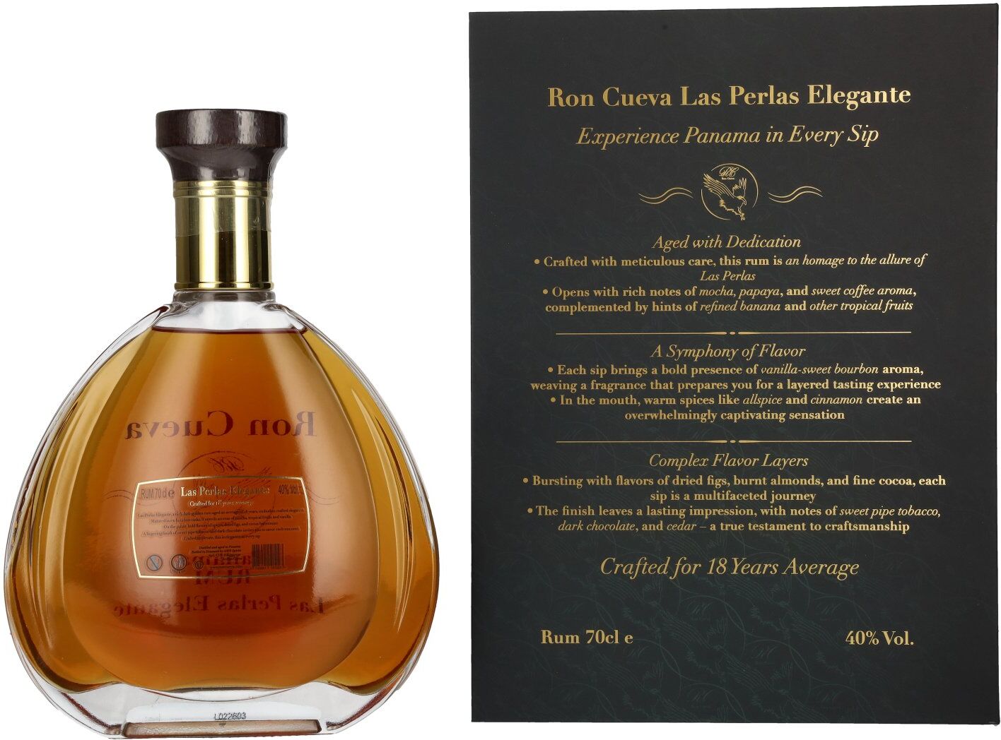 Ron Cueva 1501 Ron Cueva 18 Years Old Panama Rum Las Perlas Elegante 40% Vol. 0,7l in Geschenkbox