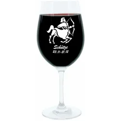 GLASKOCH Leonardo Weinglas 400 ml, Motivglas, Sternzeichen Schütze, Geschenk, Stimmungsglas mit Gravur, Moodglas, 22 cm