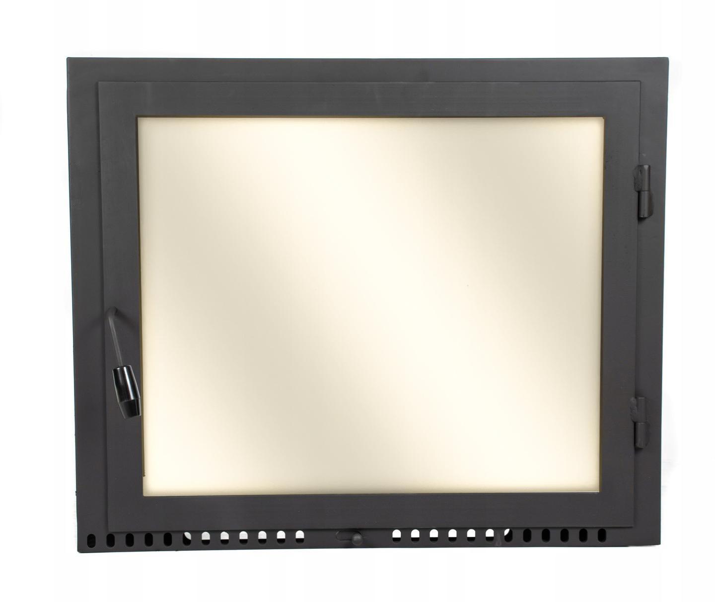 Kamintur 82x50 cm Pizzaofentür | Ofentür mit Hitzebeständiges Glass | Stahltür Mit Flansch | Scharniere Auf der rechten | 820 x 500 mm