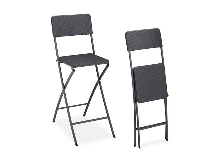 Barhocker Rattan 2er-Set Grau