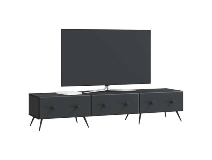 GKHPYURE TV-Schrank Schwarz 147 x 34,5 x 30 cm Holz 3 Schubladen, großer Raum, verschiedene Bildschirmständer, modernes Design, Montage erforderlich